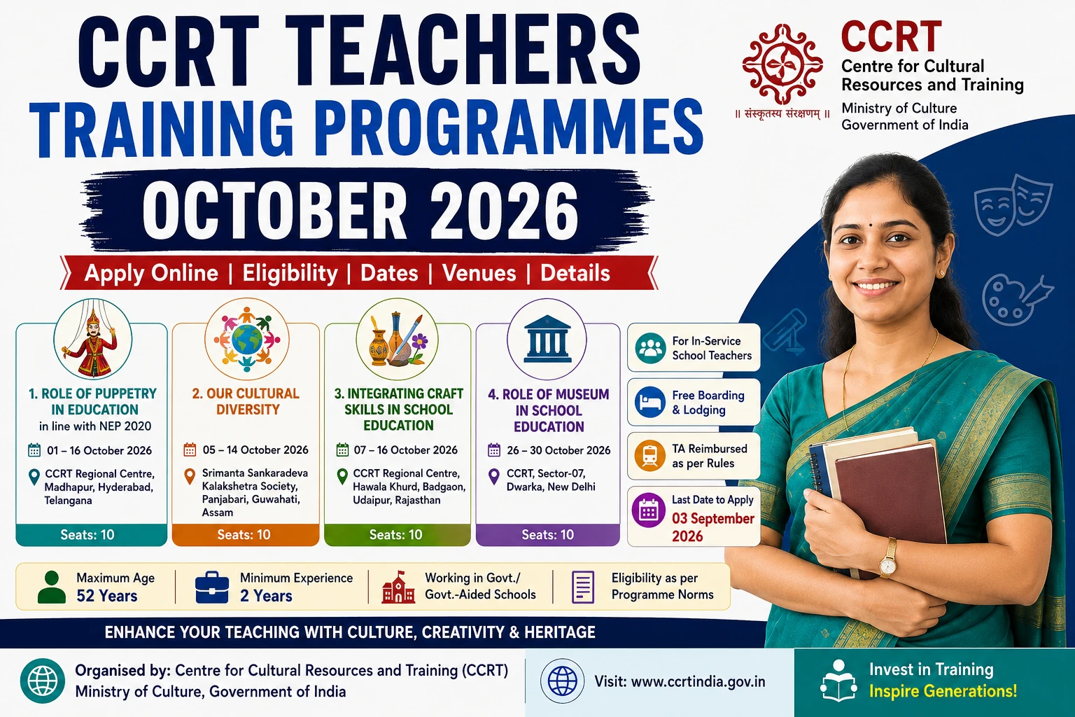 CCRT Teachers Training Programmes Apply Online