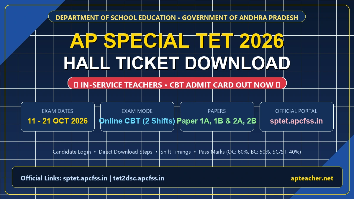 AP Special TET 2026 Hall Ticket Download Link In-Service Admit Card